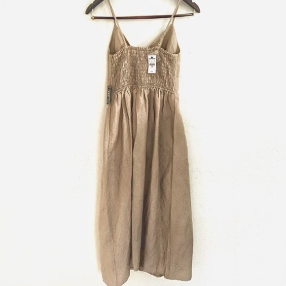 Express | NWT Linen-Blend Button Front Tie Midi Dress - Picture 8 of 16